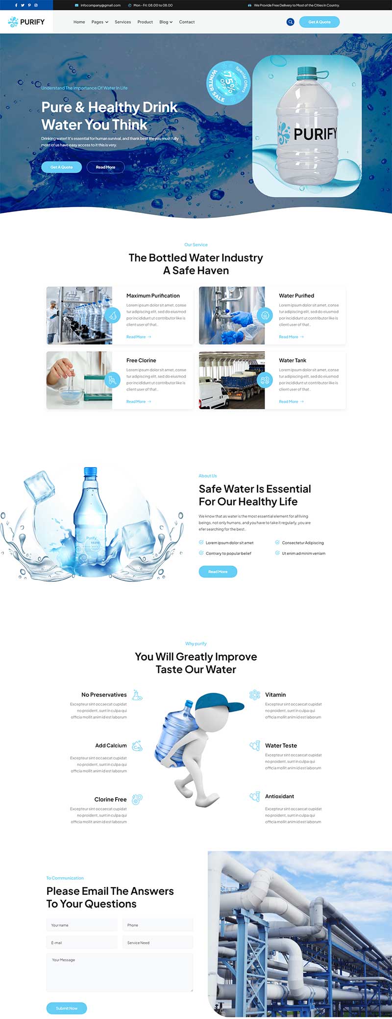 响应式瓶装水饮用水行业网站前端静态模板
