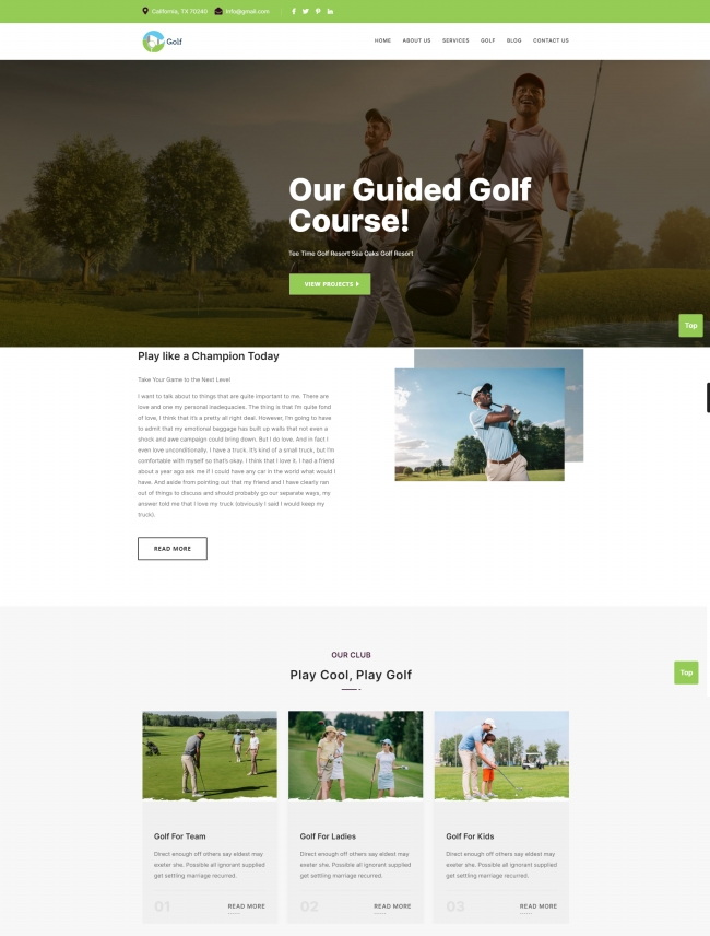 HTML5高尔夫俱乐部单页宣传前端静态网站模板