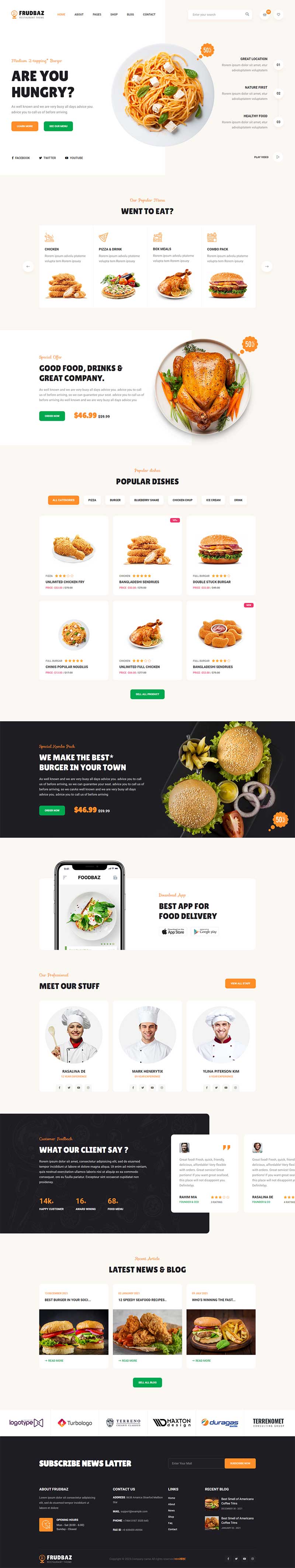 HTML5快餐美食西餐餐饮类前端静态html网站模板