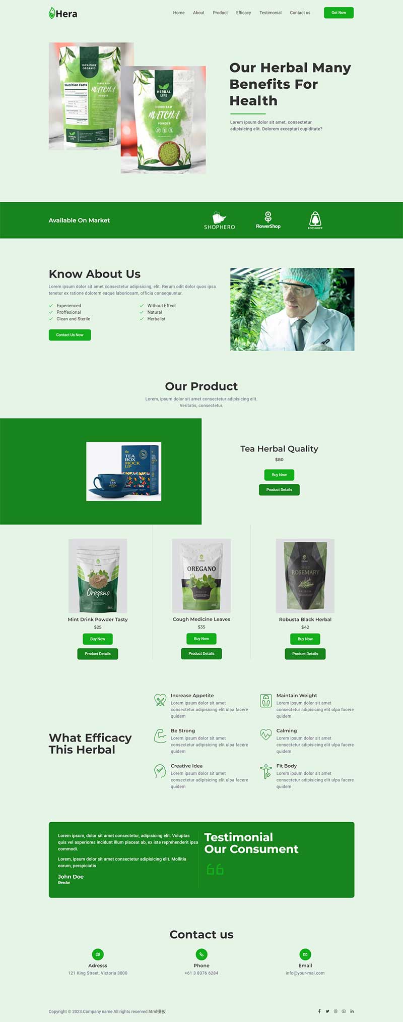 绿色风格产品宣传落地页单页html网站模板