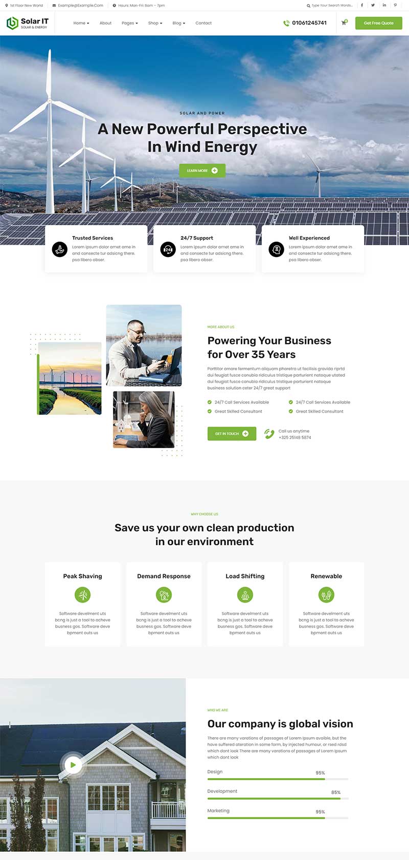 绿色新能源公司HTML5前端静态网站模板