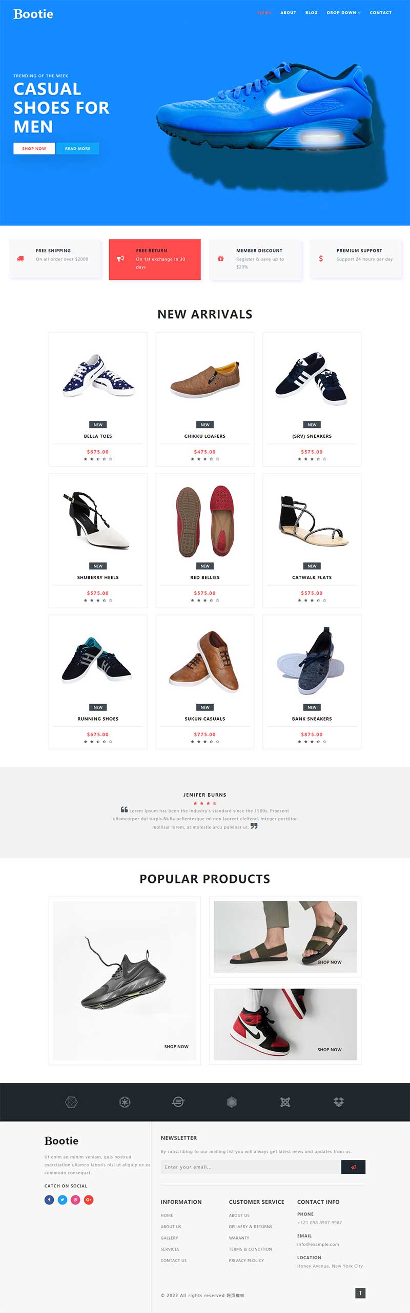简洁大气的鞋子商城bootstrap响应式网页模板