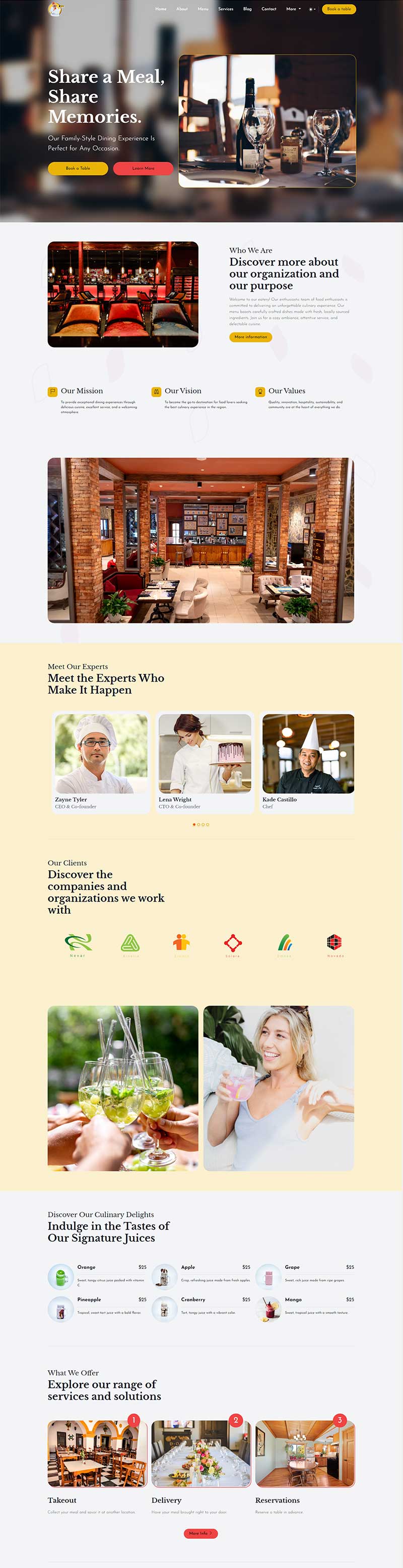 西式高档餐厅宣传服务前端静态网站模板