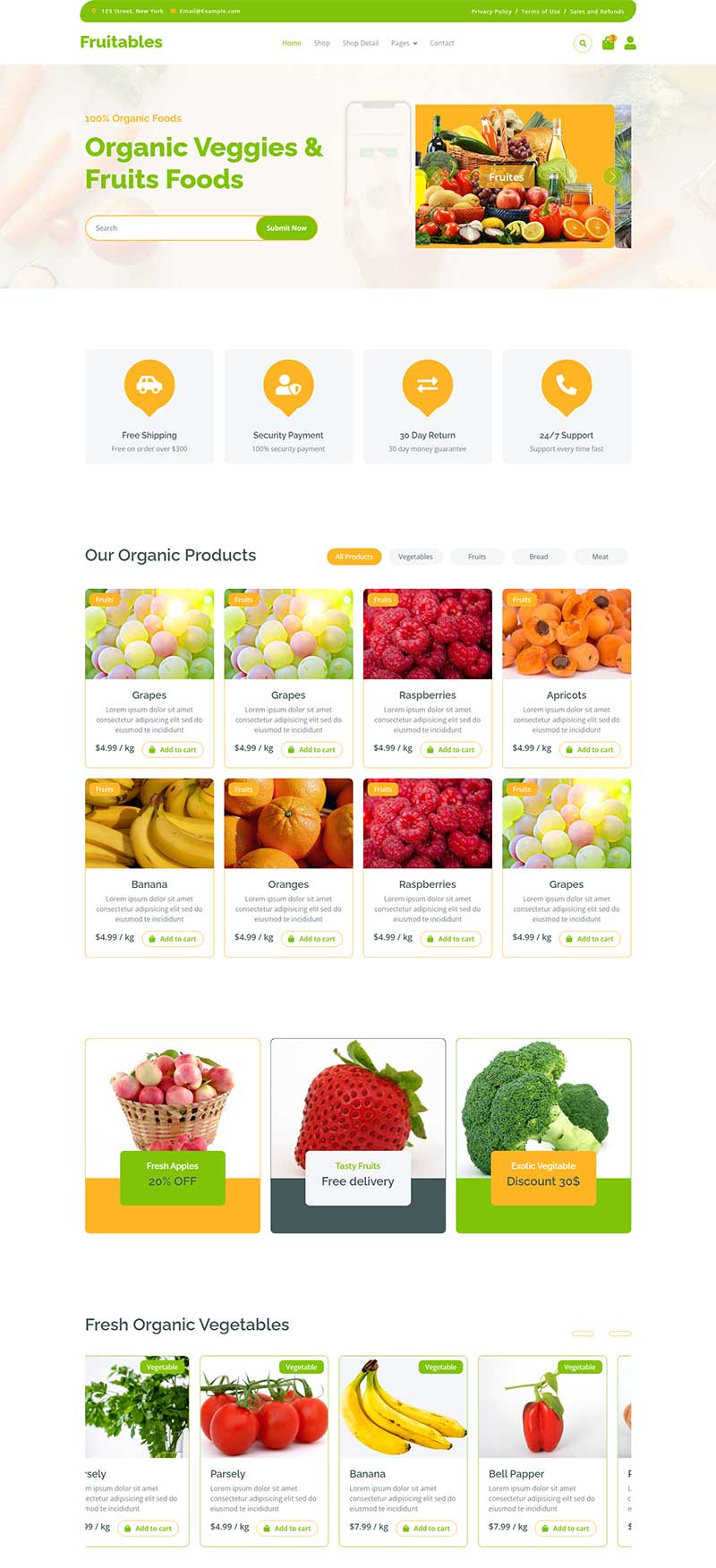 绿色健康有机蔬菜水果食品网站前端静态模板